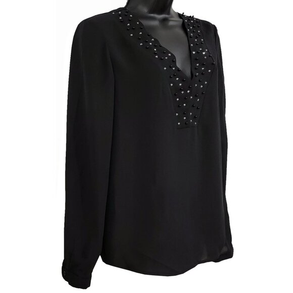 Black Sea Pearlized Women's Black LS Top - Picture 4 of 7